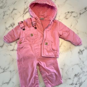 Carhartt Toddler Pink Overalls Jacket set size 12m